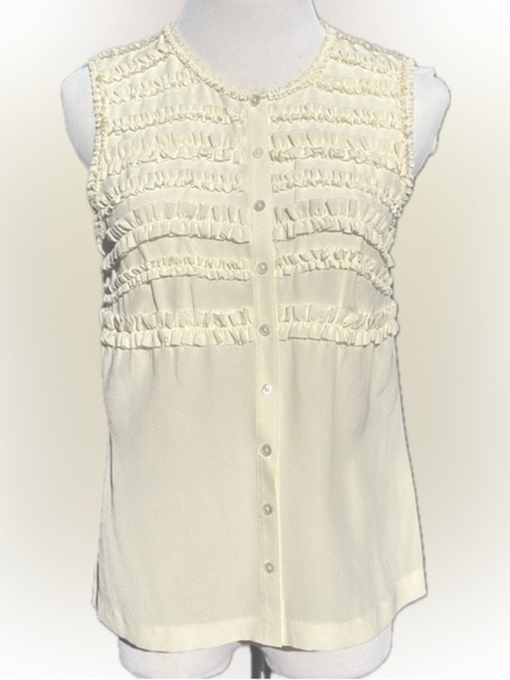 Tory Burch Sleeveless Ruffle Button Front Blouse size 8